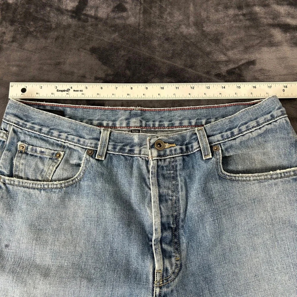 Banana Republic Relaxed Fit Jeans Mens 35x30 Blue Light Wash Cotton Distressed